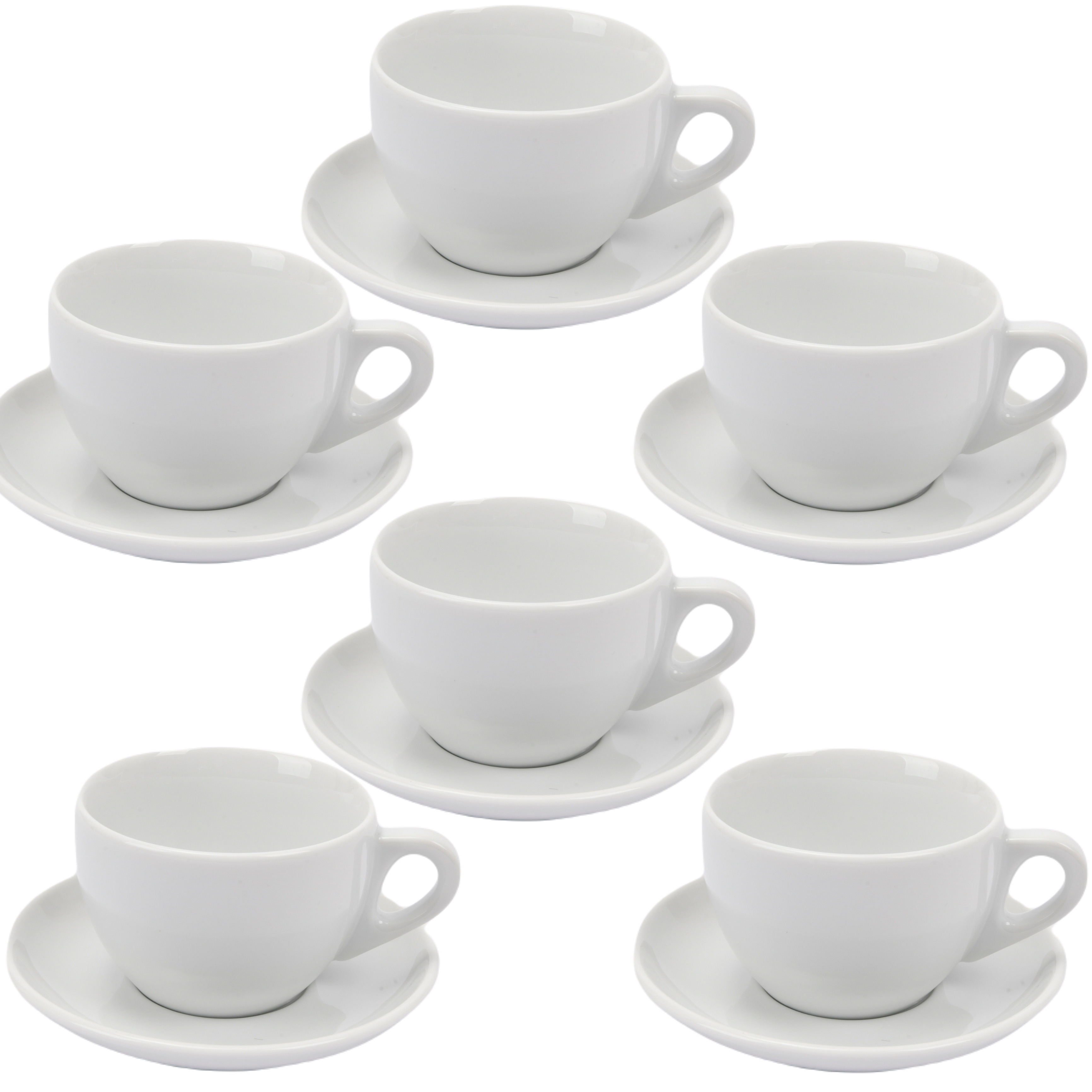 ANCAP Verona Porselen Large Cappuccino Fincan ve Tabak Takımı - 260 ml - 6’lı Set