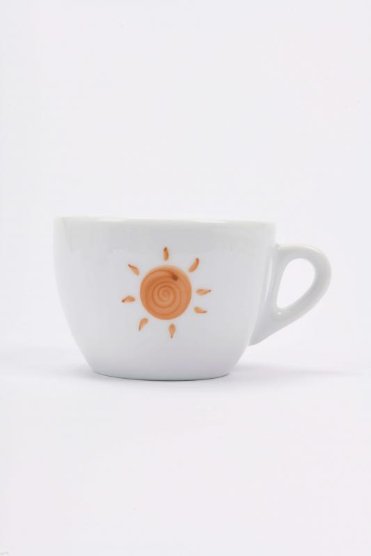 ANCAP Verona El Yapımı Karamel ’’Güneş’’ Desenli Cappuccino Fincan ve Tabak Takımı - 180 ml
