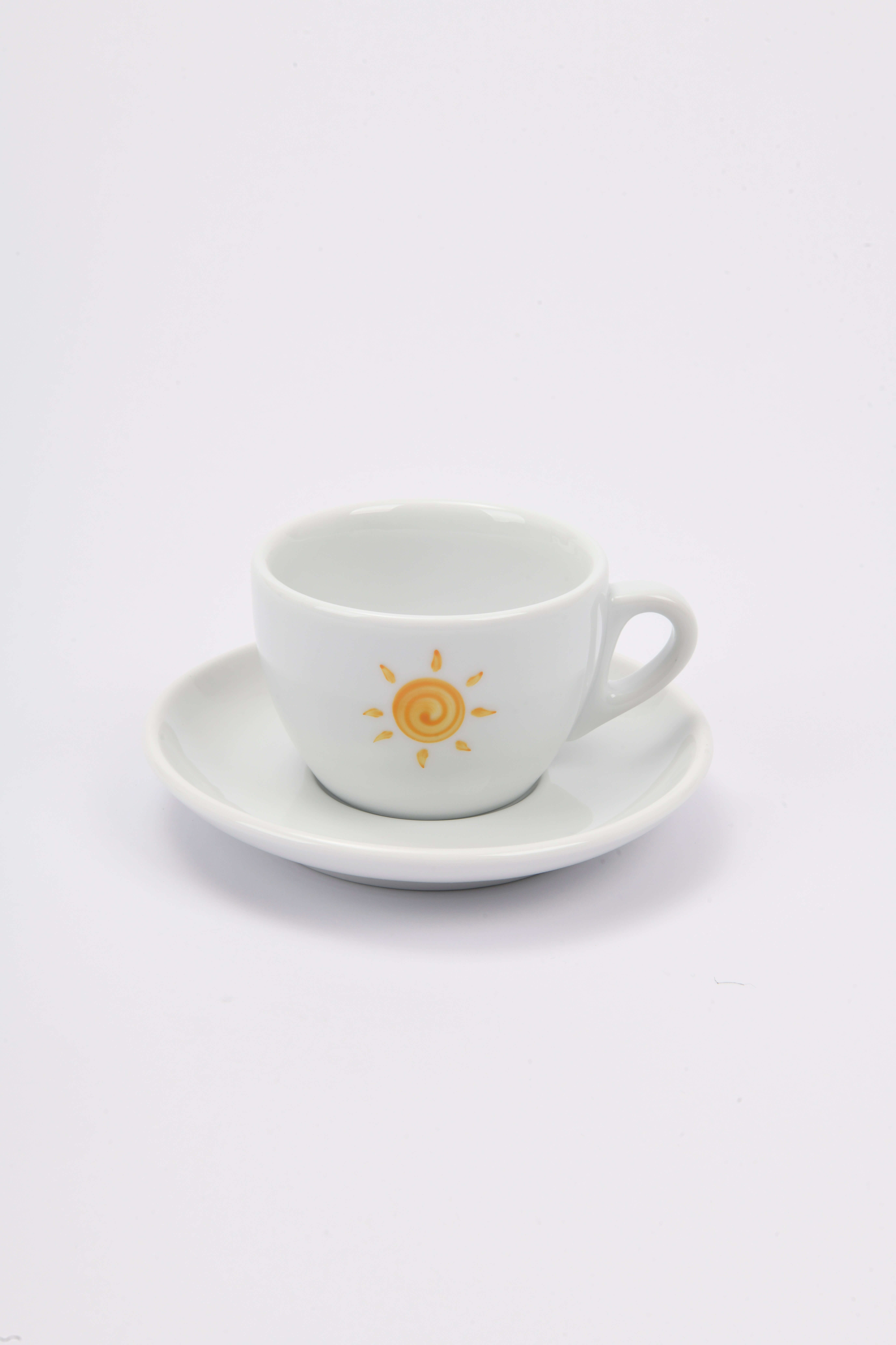 ANCAP Verona El Yapımı Sarı ’’Güneş’’ Desenli Cappuccino Fincan ve Tabak Takımı - 180 ml