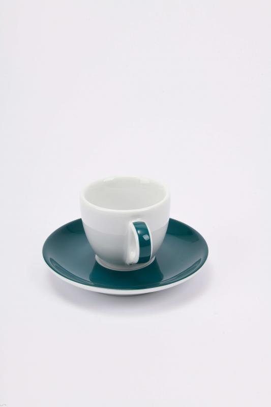 ANCAP Verona Deniz Mavisi Çizgili Espresso Fincan ve Tabak Takımı - 75 ml
