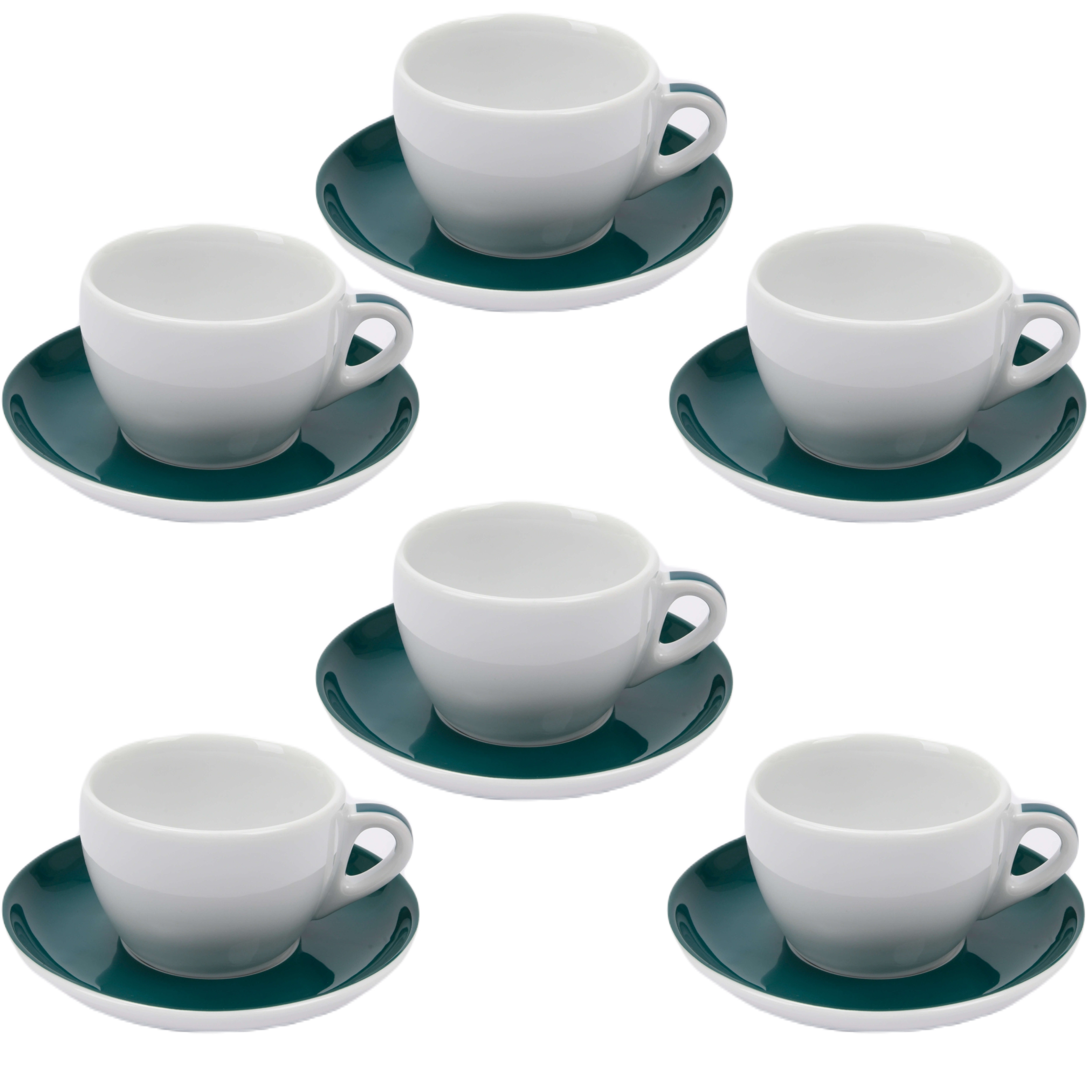 ANCAP Verona Deniz Mavisi Çizgili Cappuccino Fincan ve Tabak Takımı - 180 ml - 6’lı Set